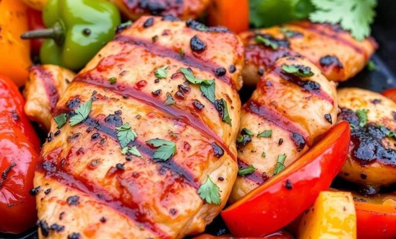 باربیکیو مرغ رژیمی با فلفل دلمه: طرز تهیه آسان و خوشمزه