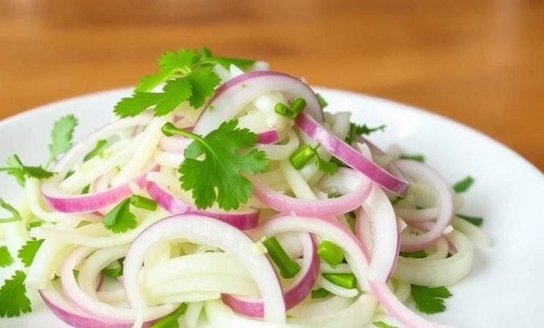 سالاد رژیمی پیاز و گشنیز: طرز تهیه سریع و خوشمزه